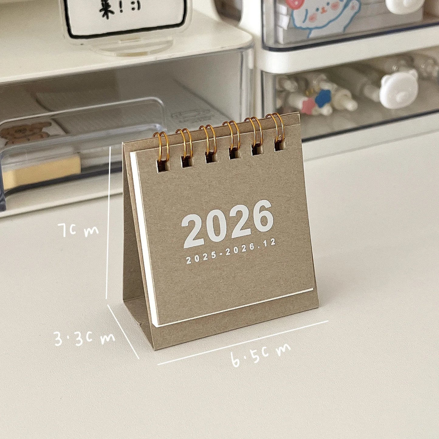 2026 Mini eenvoudige bureaukalender - Creatieve spiraalgebonden kalender voor desktopdecoratie en kantoorbenodigdheden