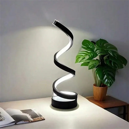 1pcs bedroom bedside lamp - 3-way dimmable touch light USB power supply, modern simple dimmable spiral bedside lamp