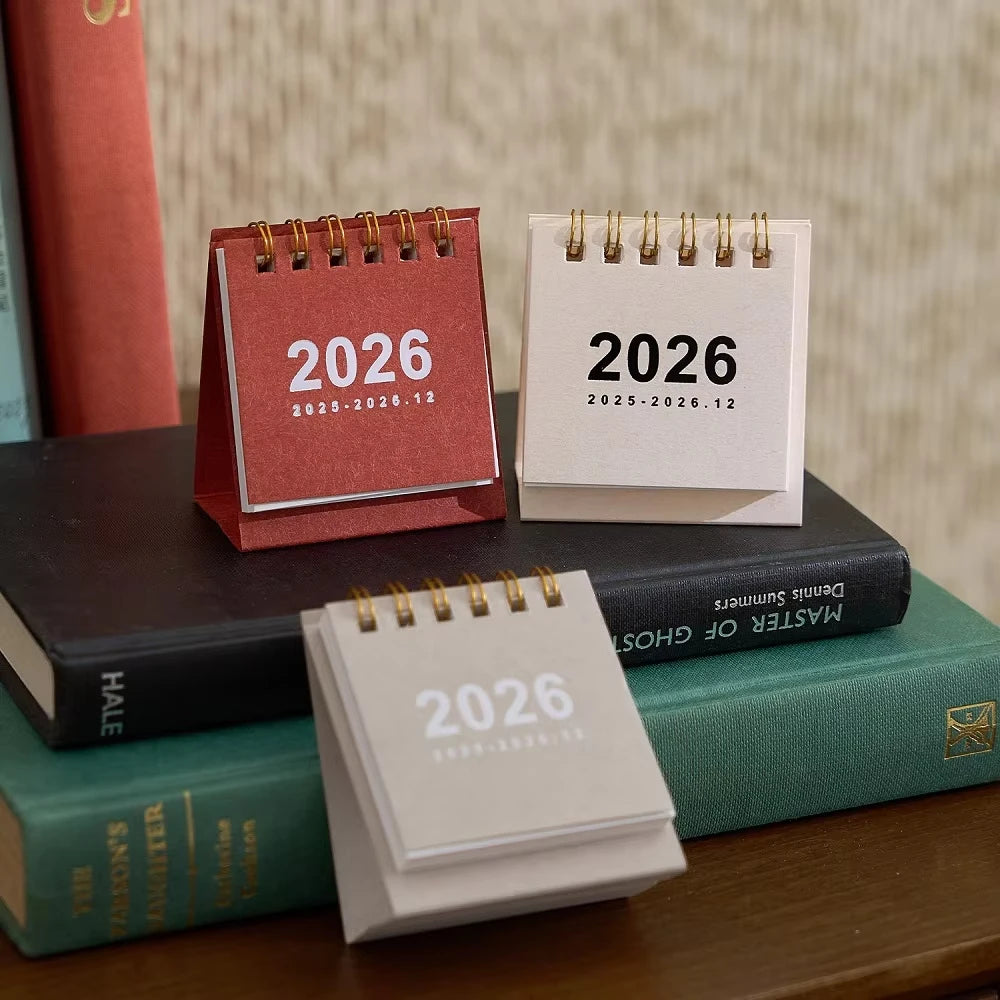 2026 Mini eenvoudige bureaukalender - Creatieve spiraalgebonden kalender voor desktopdecoratie en kantoorbenodigdheden