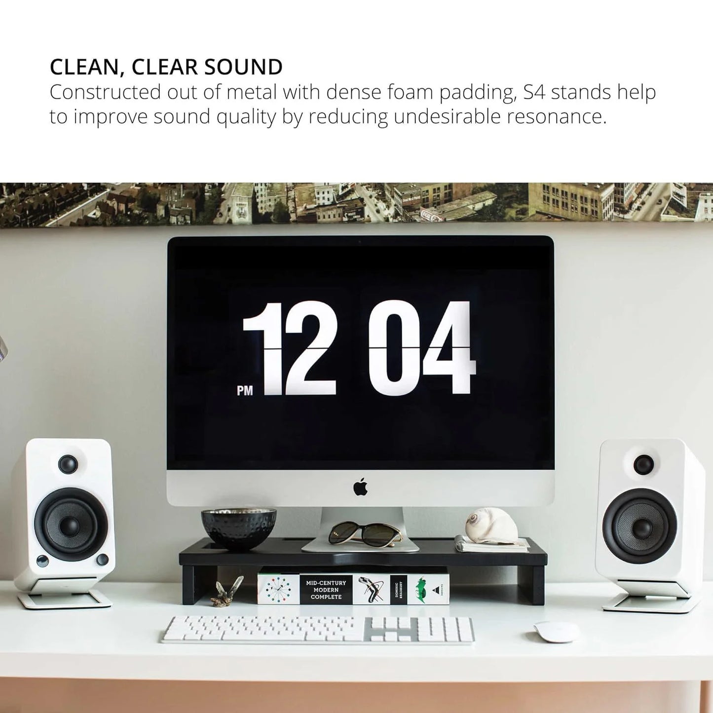 2pcs Desktop Speaker Stands for Medium Bookshelf Speakers & Mid-Size 3”-4” for Edifier MR4 MR3 MR3BT White Desk Setup Supplies