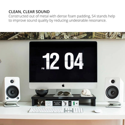 2pcs Desktop Speaker Stands for Medium Bookshelf Speakers & Mid-Size 3”-4” for Edifier MR4 MR3 MR3BT White Desk Setup Supplies