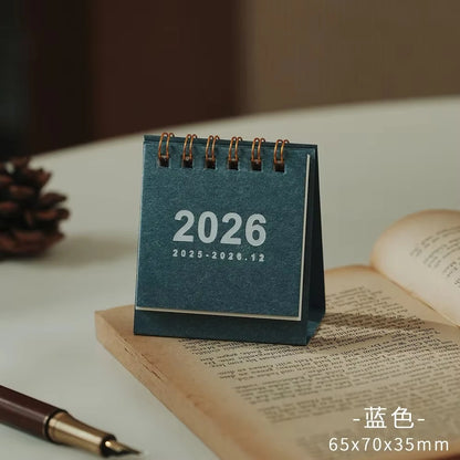 2026 Mini eenvoudige bureaukalender - Creatieve spiraalgebonden kalender voor desktopdecoratie en kantoorbenodigdheden