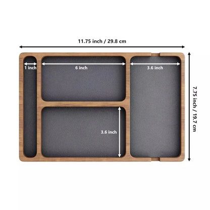 ooden Office Desktop Storage Box Solid Wood Partition Storage Box Mobile Phone Headphone Debris Storage Box Wooden Storage Tray