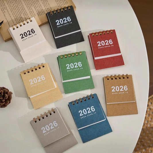 2026 Mini eenvoudige bureaukalender - Creatieve spiraalgebonden kalender voor desktopdecoratie en kantoorbenodigdheden