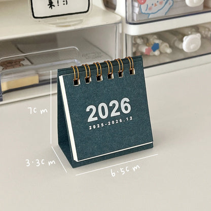 2026 Mini eenvoudige bureaukalender - Creatieve spiraalgebonden kalender voor desktopdecoratie en kantoorbenodigdheden