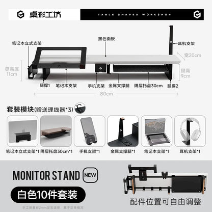 Z3 Pro Modular Monitor Riser Solid Wood Desktop Elevator Stand Computer Screen Stand Ergonomic Office Desk Organizer System