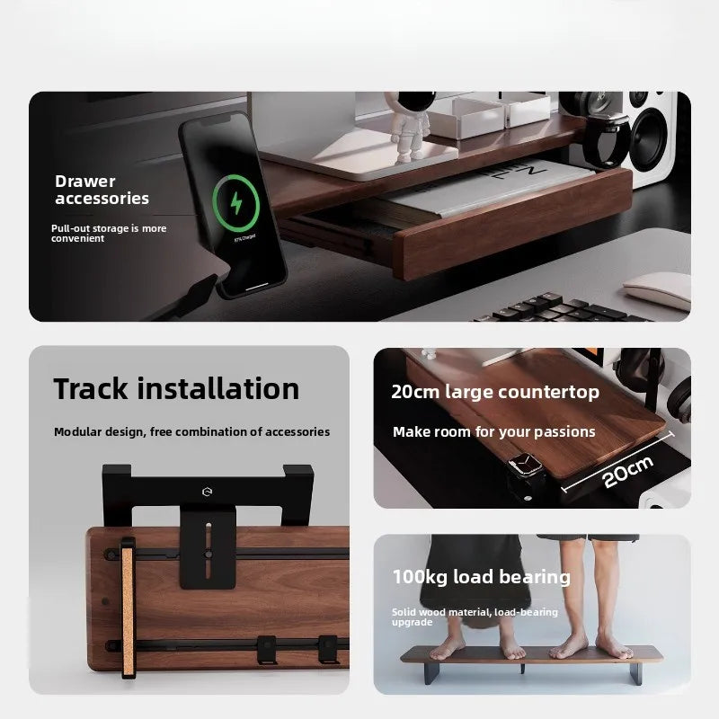 Z3 Pro Modular Monitor Riser Solid Wood Desktop Elevator Stand Computer Screen Stand Ergonomic Office Desk Organizer System