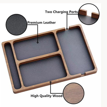 ooden Office Desktop Storage Box Solid Wood Partition Storage Box Mobile Phone Headphone Debris Storage Box Wooden Storage Tray