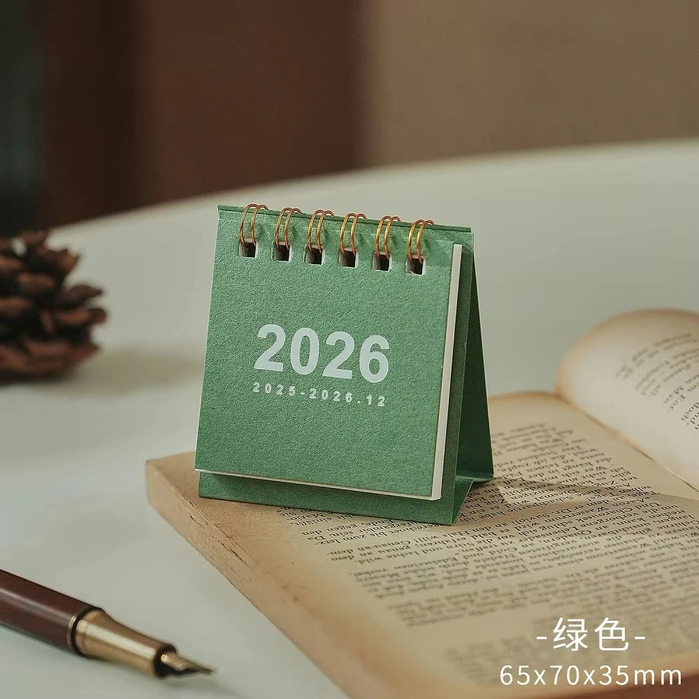 2026 Mini eenvoudige bureaukalender - Creatieve spiraalgebonden kalender voor desktopdecoratie en kantoorbenodigdheden