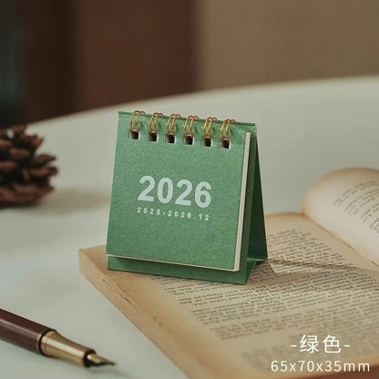 2026 Mini eenvoudige bureaukalender - Creatieve spiraalgebonden kalender voor desktopdecoratie en kantoorbenodigdheden