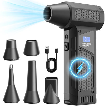 2026 High Power Jet Dry Blower Mini Turbo Fan Electric Air Duster Cordless PC Keyboard Cleaner Car Drying 2600mAh LED Display