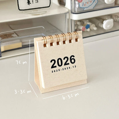 2026 Mini eenvoudige bureaukalender - Creatieve spiraalgebonden kalender voor desktopdecoratie en kantoorbenodigdheden