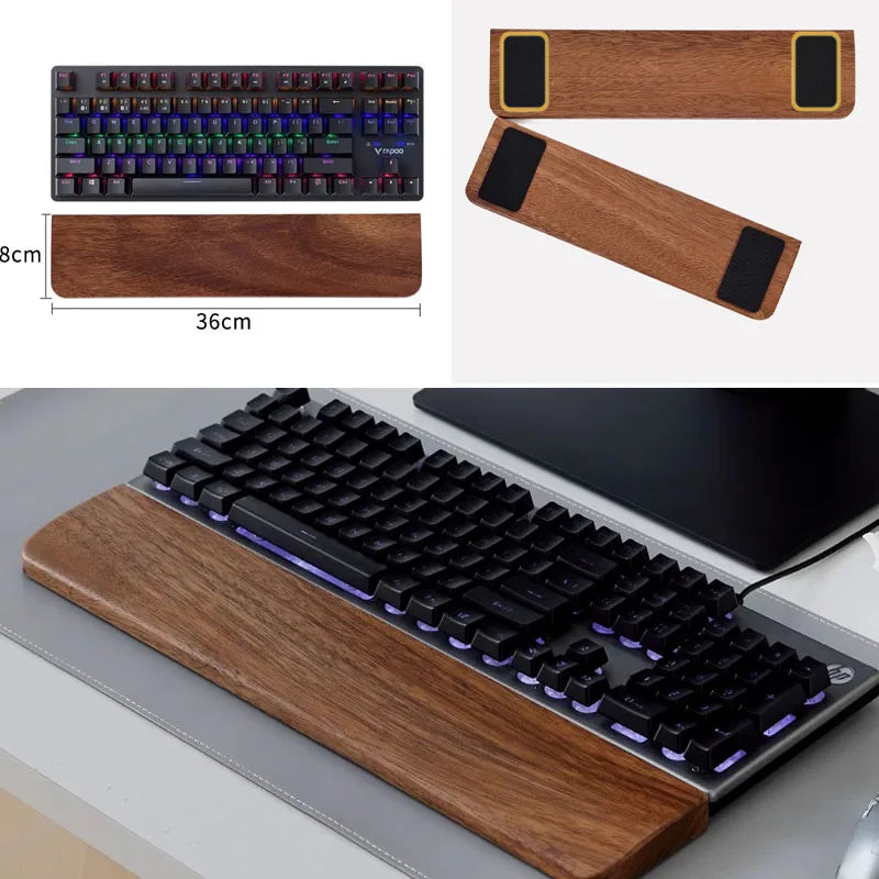 Solid Wood Keyboard Wrist Rest Palm Pad Mechanical Keyboard Ergonomic Pad 87/98/104/108 Key Suitable for Multiple Sizes Custom