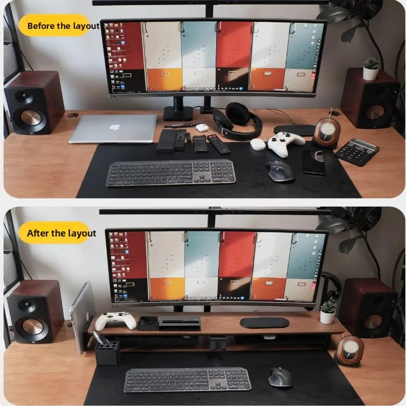 Z3 Pro Modular Monitor Riser Solid Wood Desktop Elevator Stand Computer Screen Stand Ergonomic Office Desk Organizer System